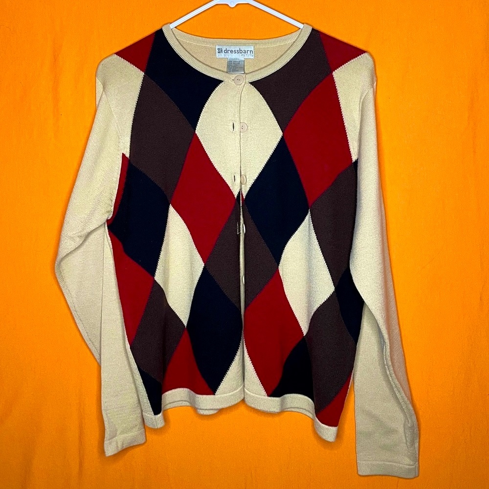 Geometric Diamond Vintage Cardigan Sweater